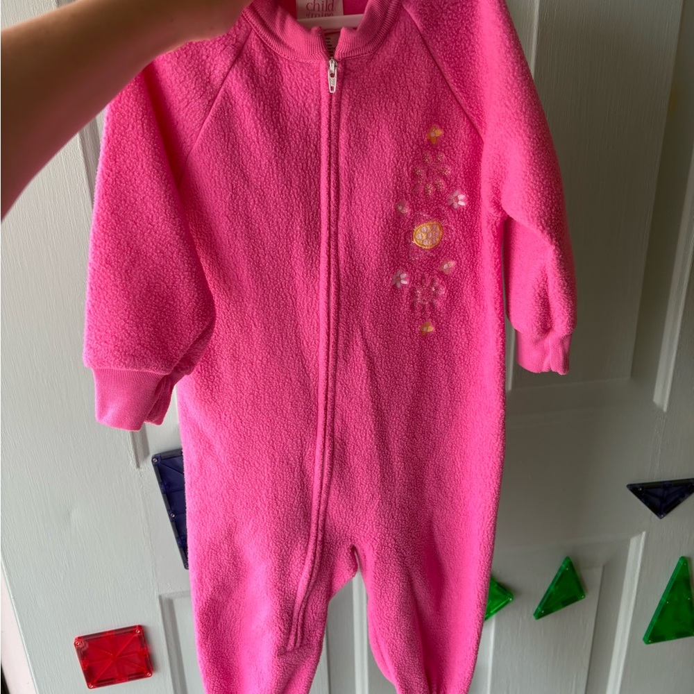 Y2K Carters Pink Fleece Toddler Zip Onsie